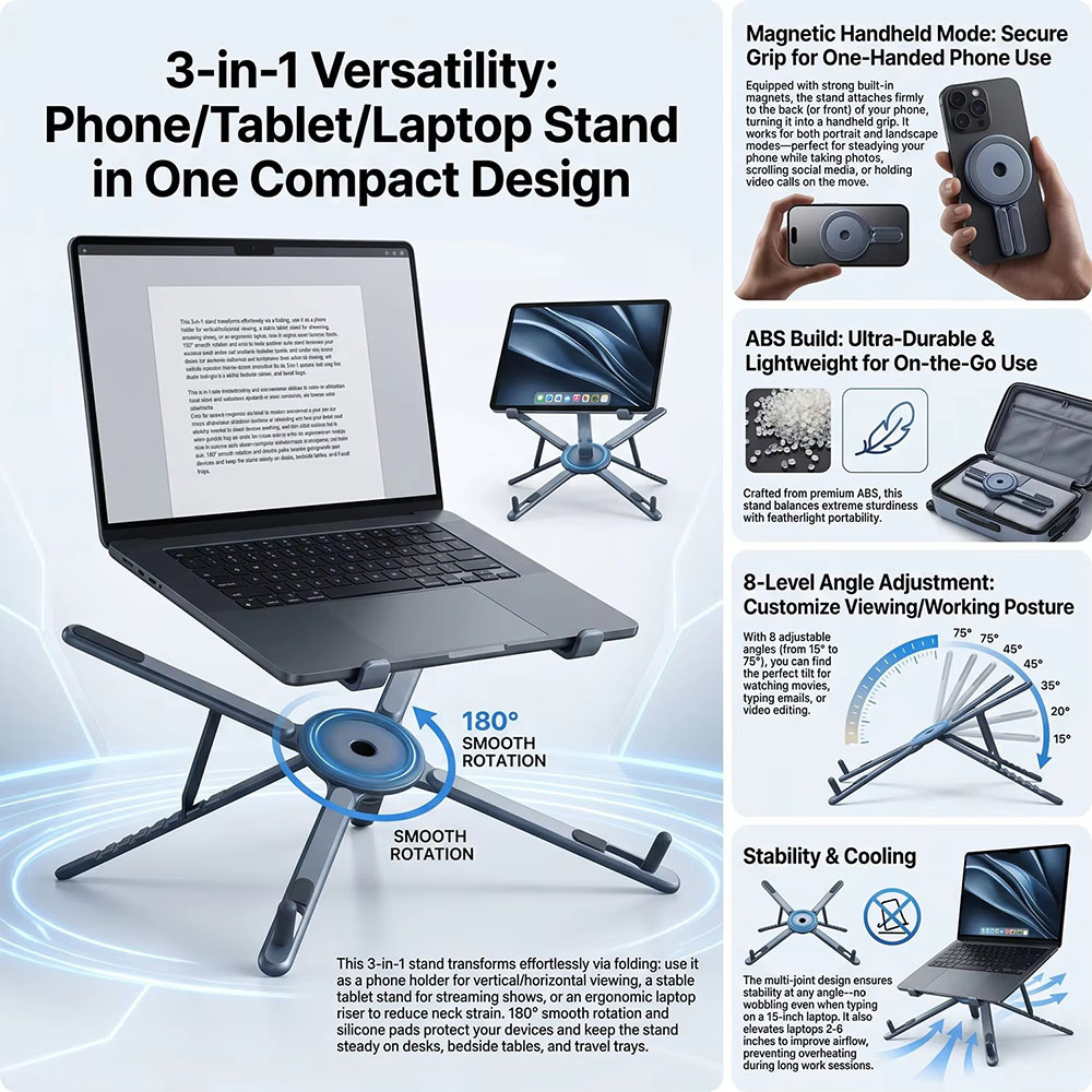 Portable Magnetic Phone Holder - Laptop Accessories Holder ulasan dan harga